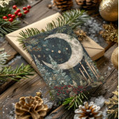 Gezegende Yule Winter Solstice Winter Forest Moon Feestdagen Kaart