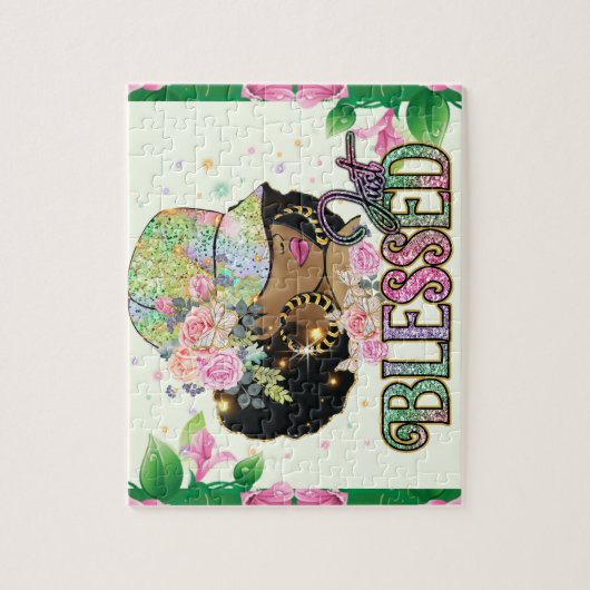 Gezegende zwarte melanine vrouw Sista Love God Legpuzzel (Verticaal)