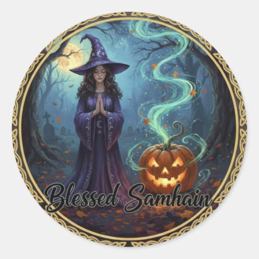 GezegendeSamhain Ronde Sticker (Voorkant)