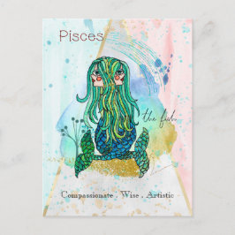 Gezegenmakreel Pisces Whimsical Girl Symbolische F Briefkaart
