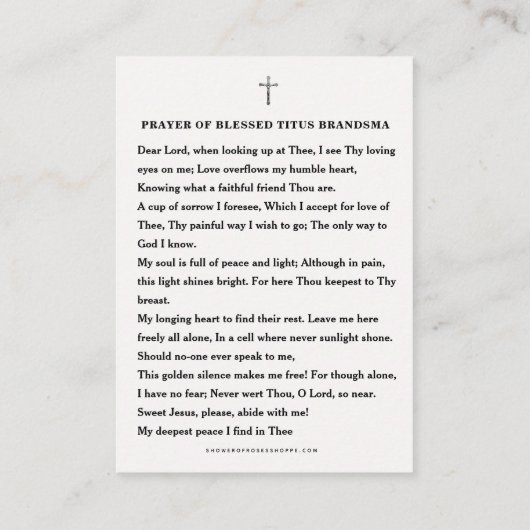 Gezegste Sint Titus Brandsma katholieke Prayer Pri Plaatskaartje (Achterkant)