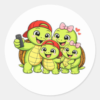 Gezelfie van de familie ronde sticker
