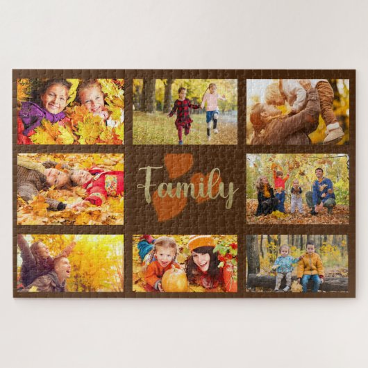 Gezelfoto Herfst Bruin Goud Hartjes Familie Legpuzzel (Horizontaal)