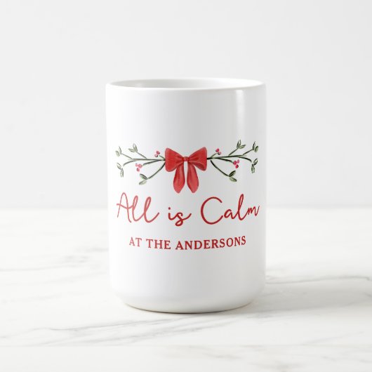 Gezellig "Alles is rustig" Gepersonaliseerde kerst Koffiemok (Center)