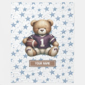 Gezellig Amerikaans Football Teddy Bear Blanket vo Fleece Deken (Voorkant)