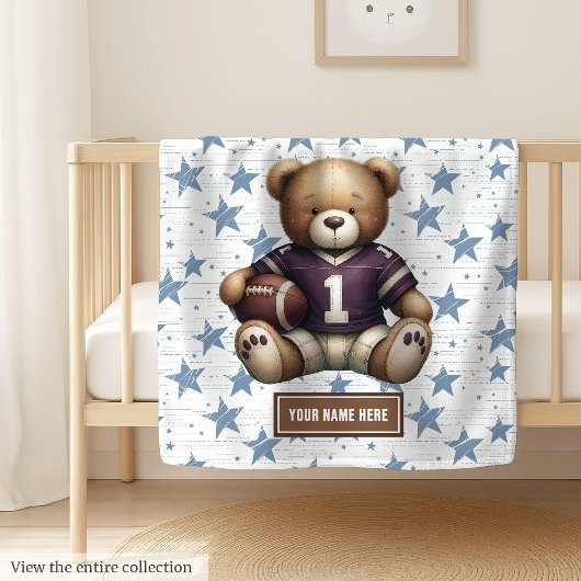 Gezellig Amerikaans Football Teddy Bear Blanket vo Fleece Deken