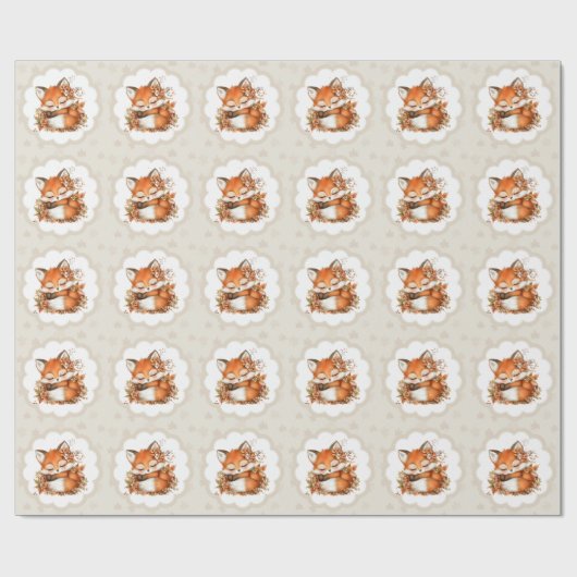 Gezellig Autumn Fox Baby shower Gezellig Woodland  Cadeaupapier (Vlak)