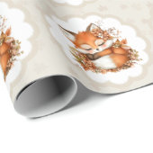 Gezellig Autumn Fox Baby shower Gezellig Woodland  Cadeaupapier (Rol Hoek)