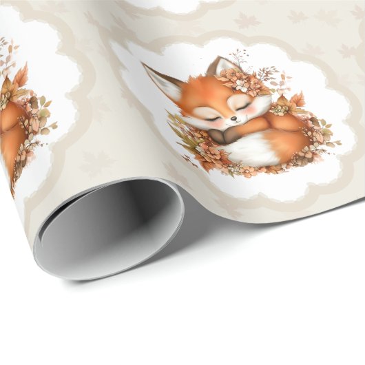 Gezellig Autumn Fox Baby shower Gezellig Woodland  Cadeaupapier (Rol Hoek)