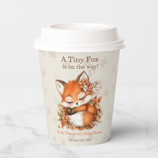 Gezellig Autumn Fox Baby shower Gezellig Woodland Papieren Bekers (Achterkant)