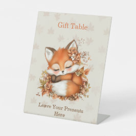 Gezellig Autumn Fox Baby shower Gezellig Woodland  Reclamebord Met Voetstuk