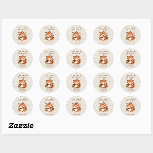 Gezellig Autumn Fox Baby shower Gezellig Woodland  Ronde Sticker (Vel)