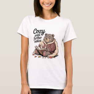 Gezellig Beer lezen boek Cartoon Herfst T-shirt