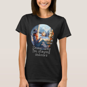 Gezellig binnen met kat en boeken voor winterliefh t-shirt