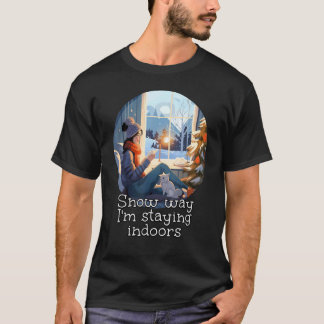Gezellig binnen met kat en boeken voor winterliefh t-shirt