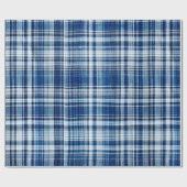 Gezellig Blauw en Wit Plaid Flanel Patroon Cadeaupapier (Vlak)
