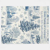 Gezellig Blauw Kerstscène Ontwerp Fleece Deken (Voorkant (Horizontaal))