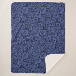Gezellig Blauw Roos Floral Sherpa Blanket Deken