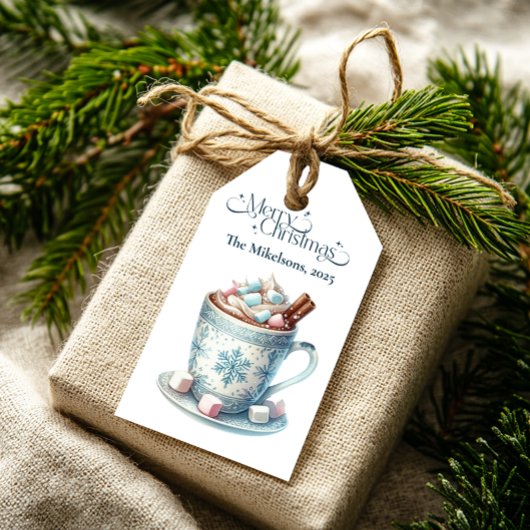 Gezellig Blauw Rustiek Kerst Cadeaulabel