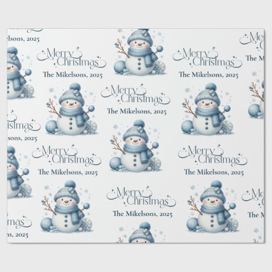 Gezellig Blauw Rustiek Kerst Cadeaupapier (Vlak)