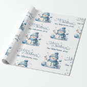 Gezellig Blauw Rustiek Kerst Cadeaupapier (Uitgerold)
