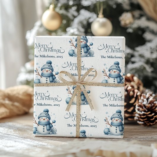 Gezellig Blauw Rustiek Kerst Cadeaupapier