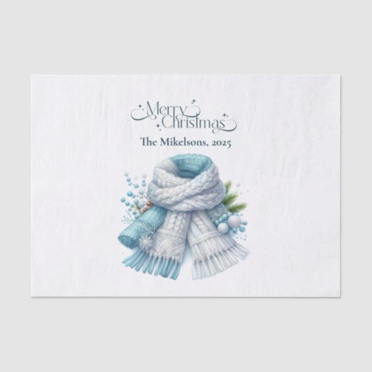Gezellig Blauw Rustiek Kerst Tissuepapier (Voorkant)