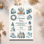 Gezellig Blauw Rustiek Kerstfeest Kaart