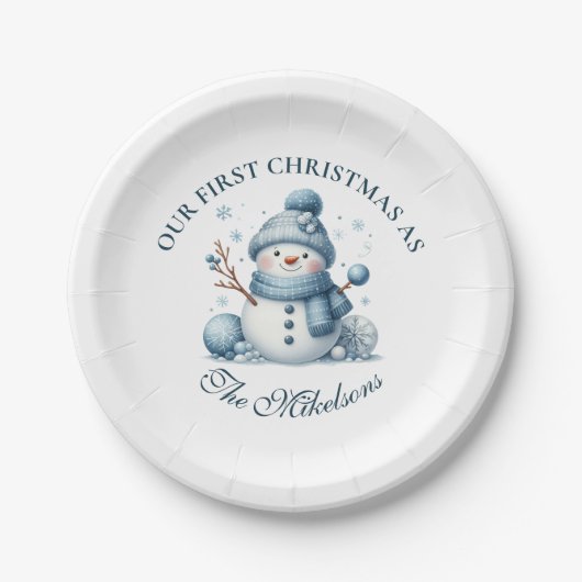 Gezellig Blauw Rustiek Kerstfeest Papieren Bordje (Voorkant)