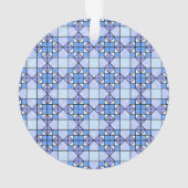 Gezellig blauw weervane quiltblok geometrisch ornament (achterkant)