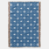 Gezellig Blauw Witte Sneeuwvlokken Kerstbomen Ontw Deken (Voorkant Verticaal)
