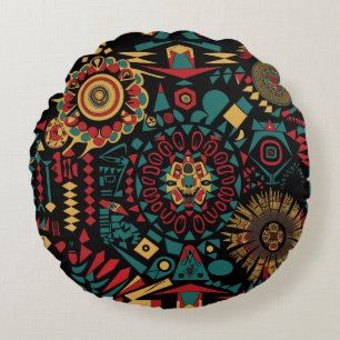 Gezellig Blauwgroen "Heritage-Inspired Patterns" K Rond Kussen