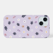 Gezellig bloempatroon iPhone 15 case (Achterkant horizontaal)