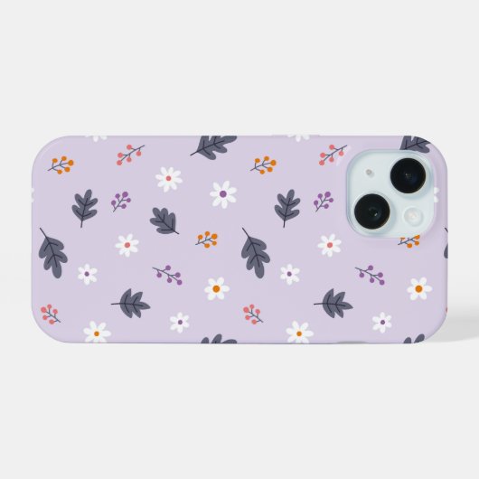 Gezellig bloempatroon iPhone 15 case (Achterkant horizontaal)