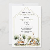 Gezellig boho glamping tipi bruidsfeest slaapfeest kaart (Voorkant)