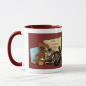 Gezellig bordeauxrode tabby kat thuis mok (Links)