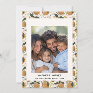 Gezellig Botanisch Sinaasappel Vakantie Fotokaart Feestdagenkaart