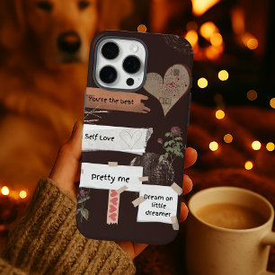 Gezellig Bruin Beige  Zelf Liefde Quote iPhone 16 Pro Max Hoesje