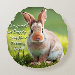 Gezellig Bunny Bliss – Wit & Bruin Konijnenkussen Rond Kussen