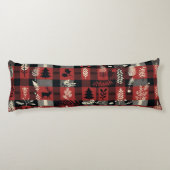 Gezellig Cabin Comfort – Rood & Zwart Buffalo Plai Lichaamskussen (Achterkant)