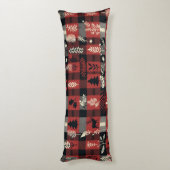 Gezellig Cabin Comfort – Rood & Zwart Buffalo Plai Lichaamskussen (Achterkant (Verticaal))