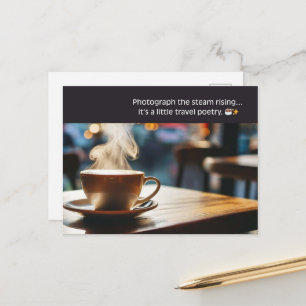 Gezellig Café – Fotografeer de Opstijgende Stoom Briefkaart