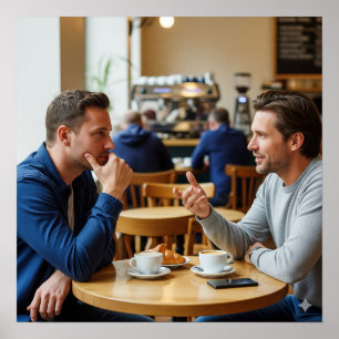 Gezellig café gesprek poster