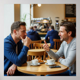 Gezellig café gesprek poster