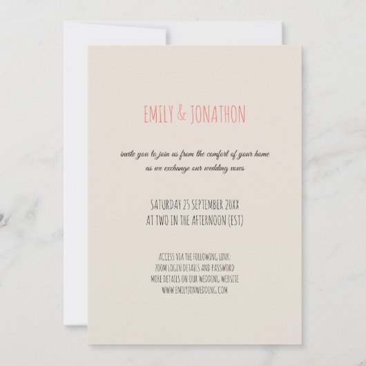 Gezellig comfort van Home Script Virtual Wedding Kaart (Achterkant)