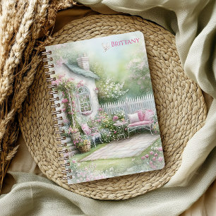 Gezellig Cottage Roze Bloemen Roze Patio Notitieboek