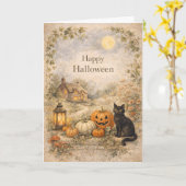 Gezellig Cottage Vintage Halloween Kaart (Gele Bloem)