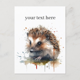 Gezellig Critter: Egel in Waterverf, op maat Briefkaart