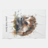 Gezellig Critter: Egel in Waterverf, op maat Theedoek (Horizontaal)