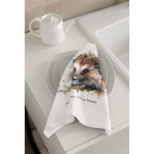 Gezellig Critter: Egel in Waterverf, op maat Theedoek